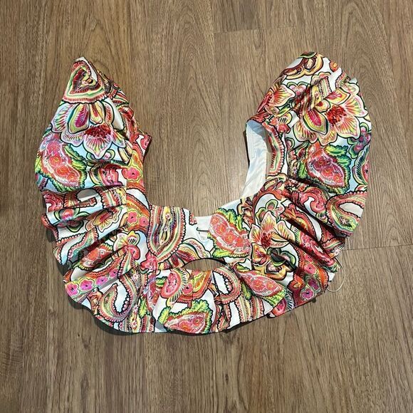 Helen O'Connor Cutout Voluminous paisley printed Crop Top Size 8 - Picture 1 of 6